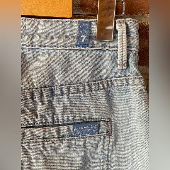 7 FOR ALL MANKIND denim jean midi skirt light-wash front slit size 24 - Picture 6 of 9